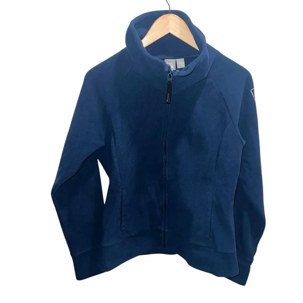 Bench Machine Made Navy Fleece Zip Jacket Mock Neck Size Large